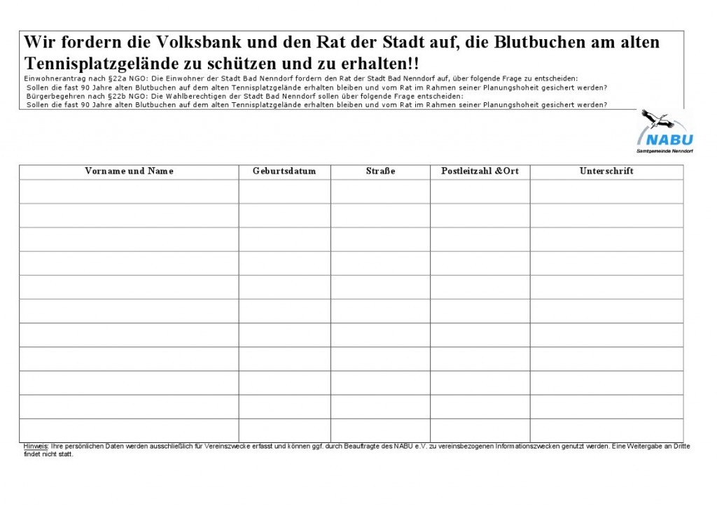 BlutbuchenUListe